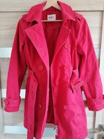 Červený bavlnený kabát / trenčkot - 2