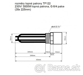 Predám elektrickú výhrevnú špirálu AC230V-3kW M48x2 - 2