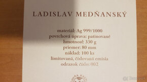 Strieborná medaila Ladislav Medňanský č. 002 - 2