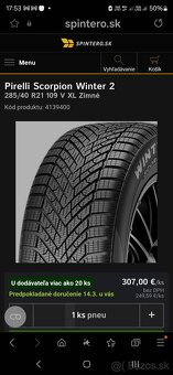 Zánovné Zimne pneumatiky 285/40 r21 Pirelli - 2