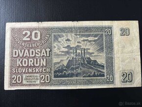 ►►►20 Slovenských korún r. 1939 Hg 64 Neperforovaná◄◄◄ - 2