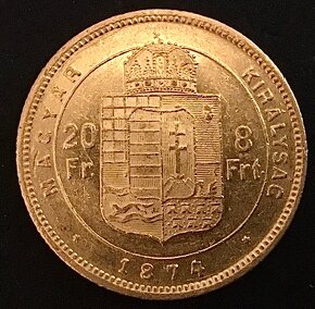 8 zlatník/20 Frank 1874 KB FJI - 2