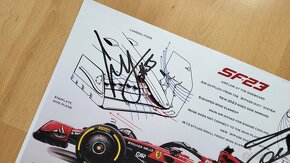 Technický výkres SF-23 Ferrari F1 autogram Leclerc a Sainz - 2