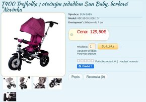 Sun Baby detská Trojkolka S Otočným Sedadlom T400 - 2