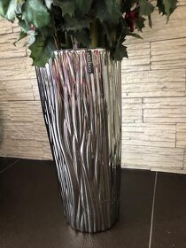 Veľká Stardeco keramická strieborná váza - 2