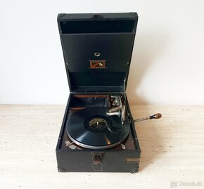 His Master’s Voice - starožitný gramofon na kliku, top stav - 2