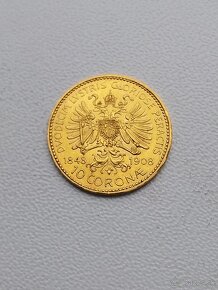 Mince zlata 10 koruna F.J 1908 - JUBILEJNA - 2