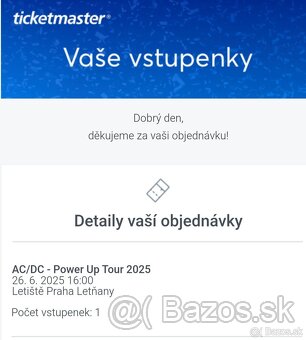 PREDÁM LÍSTOK NA AC/DC – POWER UP TOUR 2025  Praha - 2