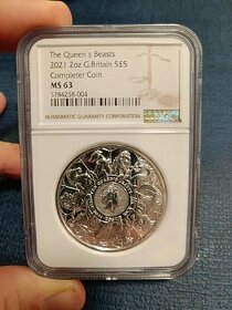 2oz The Queen's Beasts 2021 Completer Coin NGC MS63 - 2