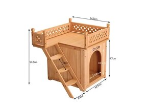 Domček pre mačku s balkónom z dreva 53x54x64 cm - 2