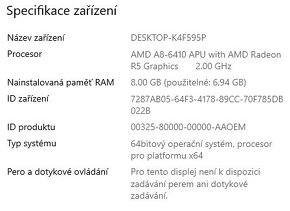 ▼HP Pavilion 15-p085no - 15,6" / AMD A8-6410 / GPU 2GB / 8GB - 2