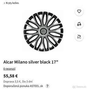 Kryty kolies Alcar Milano silver black 17" - 2