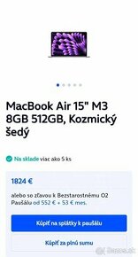 MacBook Air 15" M3 8/512GB - 2