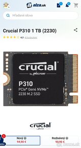 Predám M.2 NVMe SSD 1TB Crucial P310 / Steam Deck ROG Ally - 2