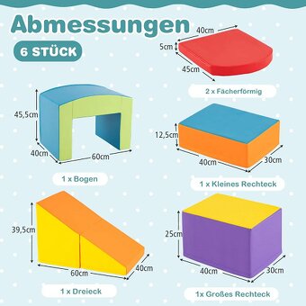 Mäkké stavebné bloky s tunelom, schodmi a rampou Farebné - 2