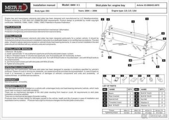 Prodám ochranný plech motoru BMW x3 e83 - 2