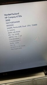 HP Compaq 6730s - na diely, bez HDD, slabá bat - 2