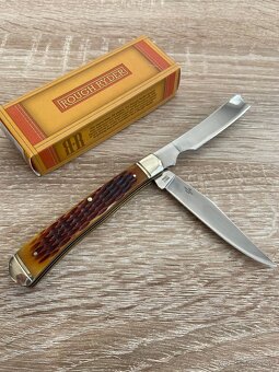 Nôž Rough Ryder Brown Jigged Bone Razor Trapper Folding Knif - 2