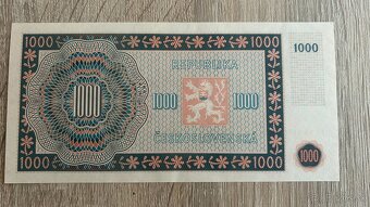 Bankovky 1000 Korun 1945 perforácia S UNC - 2