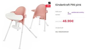 Detská jedálenská stolička Kinderkraft PINI pink - 2