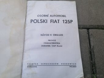 Predám kniha Návod na obsluhu Polski Fiat 125 P, Kombi - 2