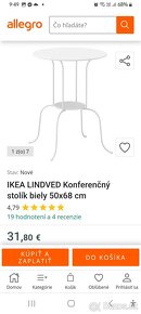 IKEA LINDVED Konferenčný stolík biely 50x68 cm - 2