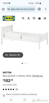 Predám detskú posteľ Kritter + matrac IKEA. - 2