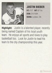Hokejova karta Justin Bieber - 2