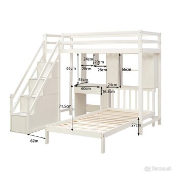 Poschodova posteľ s pisacim stolom a uloznym priestorom - 2