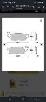 Predám brzdové doštičky SBS 627SP 2balenia - 2