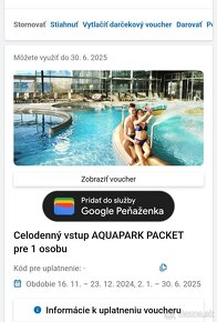 Predám celodenný vstup do AquaCity Poprad - 2