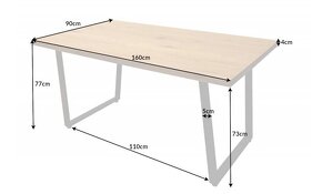 POZOR Jedálenský stôl drevený Loft 140cm a 160cm šedá a dub - 2