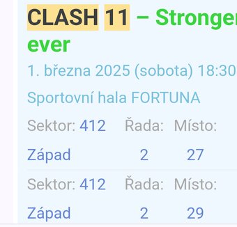 Clash 11 2x lístok Sektor 412 - 2