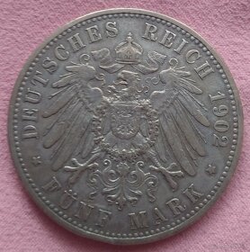 Minca strieborná  - 5 mark 1904 - 2