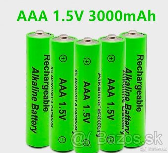 1.5V AAA Nabíjateľné Alkalické Batérie, 3000mAh 4ks - 2