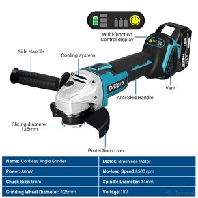 DrillPro Aku uhlová brúska,flexa   + 2x batéria+nabíjačka - 2