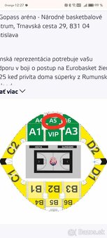 Predám 4 vstupenky na Basketbal Slovensko - Island - 2