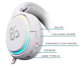 Newskill Aton Ivory - RGB Bluetooth slúchadlá bielé - 2