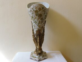 PORCELÁNOVÁ SECESNÍ VÁZA S BRONZOVOU MONTÁŽÍ - 2