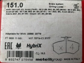 Nové Brzdové obloženie  - platničky FRI.TECH 151.0 pre AUDI - 2