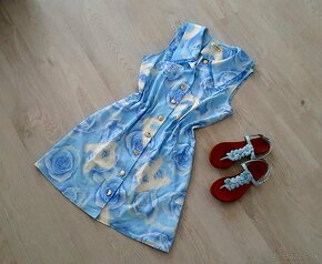 Kvalitné modré košeľové šaty v.40/42, PC 80€ - 2