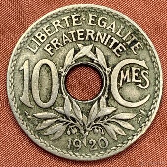 (M.2025.198.) Predám 10 centimov 1920 Francúzko - 2