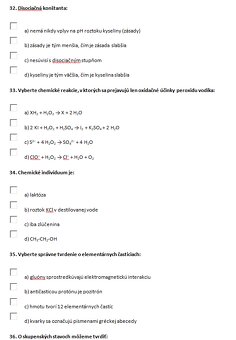 LF UPJŠ- Chémia- Testy - 2