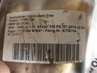 partikel filter na BMW 316d F30 ZANOVNÝ - 2