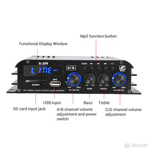 S299 Max 800W Bluetooth domácí Hifi audio zesilovač - 2