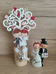 Darčeky pre novomanželov - drevená a keramická soška - 2