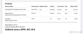 Zánovné letné Pirelli 225/50r17 - 2