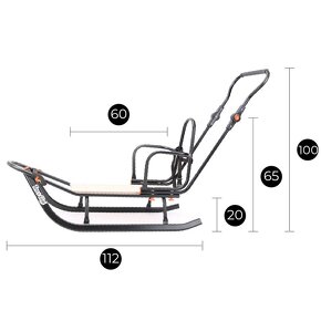 Detske kovové sánky s fusakom a strieškou celé čierne - 2
