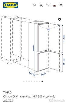 TINAD Chladnicka/mraznicka, IKEA 500 vstavaná, - 2