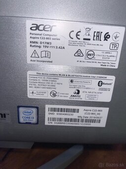 Acer C22-865 series all in one uhlopriecka 21,5” 55 cm - 2